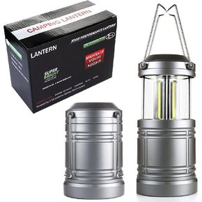 Camping Lantern Tactical COB LED Lanterns for Hurricanes, Emergencies, Storms, Outages (2 Pack Grey)