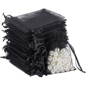 acDesign Jewelry Bags Drawstring 200Pcs Organza Bags 2.8"x3.6" small bags for jewelry Candy Pouches(Black)