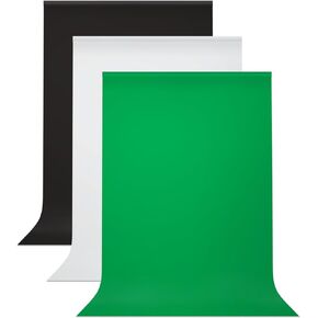 Julius Studio 10 × 20 قدمًا (العرض × الارتفاع) حزمة شاشة خلفية خلفية بيضاء وسوداء وخضراء، عالية الكثافة ممتازة من الدرجة A+> 150 جرامًا للمتر المربع نسيج صناعي احترافي، مقاوم للتجاعيد، كروماكي الحقيقي، JSAG845