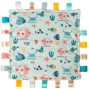 Taggies Lovey for Baby Security Blankets Original Comfy Blanket with Sensory Tags, 12 x 12-Inches, Fishies