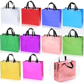 20 large colorful gift bags, 2 in each color, 13 "reusable gift bags, metallic gloss - favorite bags for birthdays, weddings, Christmas parties