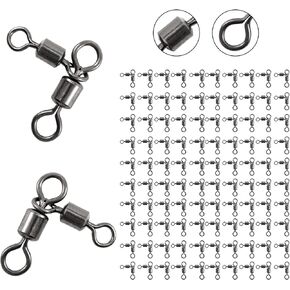 Goture 3 Way Swivel 50/100Pcs Fishing Swivels,3 Way Swivels Stainless Steel Fishing Swivel,Barrel Swivel Fishing Swivels,Barrel Swivels Saltwater Freshwater 7lb-209lb
