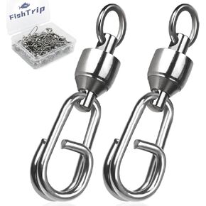 FishTrip Ball Bearing Swivel with Oval Split Rings - 25pcs Snap Swivels Fishing Tackle Saltwater Freshwater