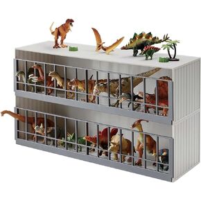 YAMAZAKI Home Two-Tier Toy Dinosaur and Animal Display Storage Rack, Childrens' Toy Bin Organizer Box, Plastic, Stackable, No Assembly Req.