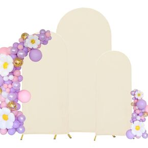 Set of 3 Wedding Arch Cover Spandex Fitted Stretchy Arch Stand Covers,2-Sided Round Top Chiara Backdrop Cover for Party Birthday Banquet Baby Shower Arch Decoration (4ft,5ft,6ft Black)