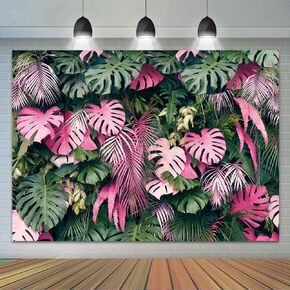 Tropical Palm Leaves Picture Photography Backdrop 7x5ft for Hawaiian Luau Party Decorations Jungle Safari Plants Photo Background Birthday Baby Shower Supplies Banner