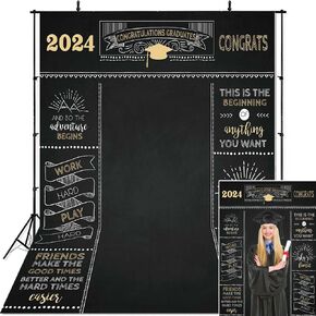 Mocsicka Graduation Backdrop 2024 Graduation Party Background Graduation Prom Photo Backdrop Congratulations Graduates Photography Background (8x10ft)