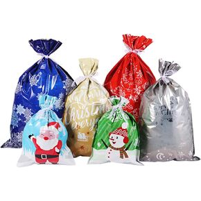 Cabilock Christmas Gift Bags Christmas Wrapping BagBurlap Bags Drawstring Gift Bags for Adults and Kids DIY Candy Bags for Holiday Decorations Gifts for Kids Boys Girls Xmas(30 pcs)