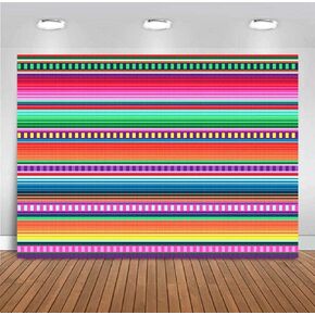 Summer Mexican Fiesta Theme Backdrops Colorful Stripes Photobooth Event Table Party Banner Decor Vinyl Background Photography Supplies 5x3ft