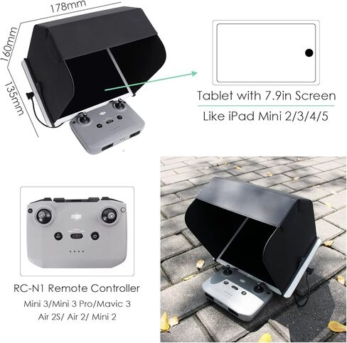غطاء حماية من الشمس قابل للطي من CAPART لجهاز تحكم DJI RC-N1/RC-N2، متوافق مع DJI Mini 4 Pro Mini 3 Mini 3 Pro Mini 2 SE Mavic 3 Classic Pro DJI Air 3 2S، إصدار سريع (للكمبيوتر اللوحي بشاشة 7.9 بوصة) in Kuwait