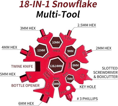 18 in 1 Snowflake Multi Tool, Phillips Flat Screwdriver Kit/Wrench/Bottle Opener, EDC Camping Gear, Gifts for Men (Colorful) in Kuwait
