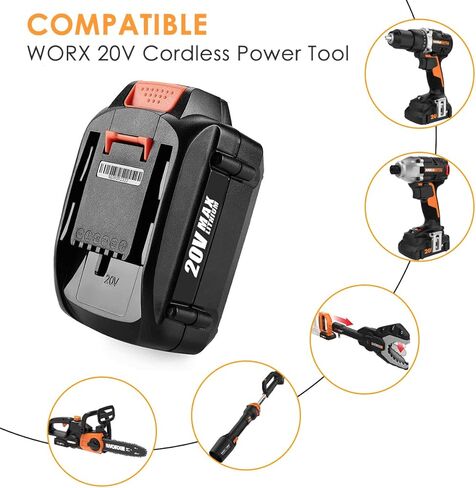 2 حزمة بطارية ليثيوم Worx 20 فولت بديلة 6500 مللي أمبير في الساعة، متوافقة مع بطارية Worx 20 فولت WA3578 WA3575 WA3520 WA3525 WG151s WG155s WG251s WG255s WG540s WG890 أدوات كهربائية لاسلكية in Saudi Arabia