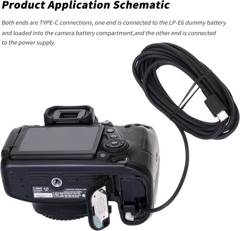 كابل طاقة Foto4easy USB C إلى محول بطارية الدمية LP-E6 لكاميرا Canon 5D2 5D3 5D4 6D 6D2 60D 7D 7D2 70D 80D 90D 5DSR R R5 R5C R6 R6II R7 (طول قابل للتوسيع: 13.7 ~ 39 بوصة) in Kuwait