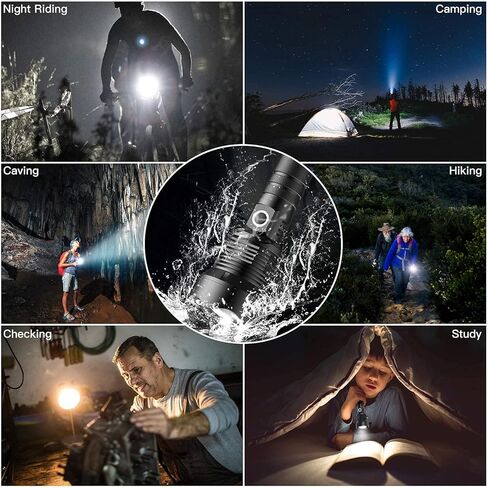 مصباح يدوي Alifa عالي اللومن قابل لإعادة الشحن، مصابيح LED 990000 لومن، مصباح يدوي مقاوم للماء XHP70.9 فائق السطوع، 3 أوضاع إضاءة، مصباح يدوي قابل للتكبير للطوارئ في الهواء الطلق in Kuwait