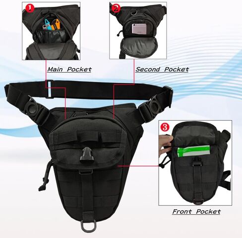 حقيبة الساق التكتيكية من Vdones للرجال، حقيبة الفخذ المثالية للنساء، مثالية لصيد الأسماك، والمشي لمسافات طويلة، والدراجات النارية، وركوب الخيل، والكشف in Kuwait