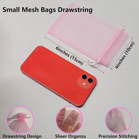 SIAGCRAW 100PCS Mixed Color Organza Bags, 4x6 inches Small Mesh Bag Drawstring, Little Gift Bags for Candy Jewelry Party Wedding Favor Small Presents in Kuwait