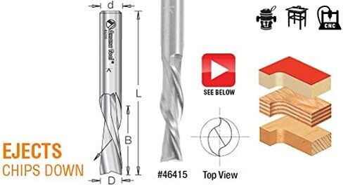 Amana Tool - 46437 Solid Carbide Spiral Plunge 1/4 Dia x 3/8 x 1/4" Shank Down-Cut in Saudi Arabia