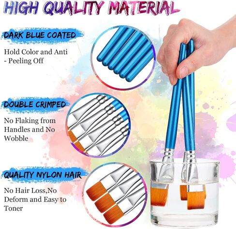 Sherr 48 Pcs Paint Brush Set Bulk Acrylic Brush Wood Paint for Detail Art Crafts Kids Artist Adult Watercolor Oil Face Body(1, 0.75, 0.5, 0.25 Inch,Flat Style) in Saudi Arabia