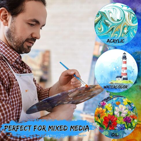 Sherr 48 Pcs Paint Brush Set Bulk Acrylic Brush Wood Paint for Detail Art Crafts Kids Artist Adult Watercolor Oil Face Body(1, 0.75, 0.5, 0.25 Inch,Flat Style) in Saudi Arabia