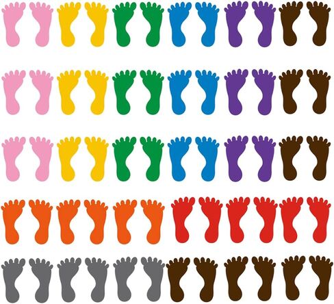LUOZZY 30 Pairs 60 Pieces Footprint Floor Decals Footprint Stickers Kids PVC Footprint Decal Floor Stickers for School Kindergarten Nursery Classroom Decoration, Random Color in Saudi Arabia