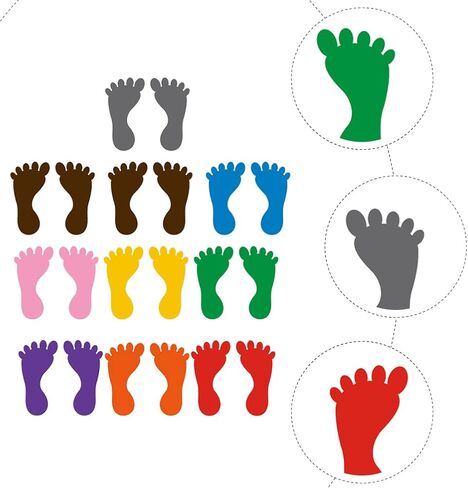 LUOZZY 30 Pairs 60 Pieces Footprint Floor Decals Footprint Stickers Kids PVC Footprint Decal Floor Stickers for School Kindergarten Nursery Classroom Decoration, Random Color in Saudi Arabia