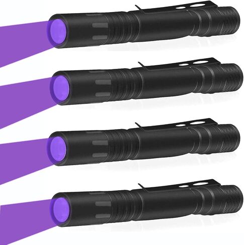 GaiGaiMall الأشعة فوق البنفسجية القلم ضوء مصباح يدوي 395nm المحمولة الصغيرة LED Blacklight الأشعة فوق البنفسجية PenLights لفندق الحيوانات الأليفة البول الكشف عن الراتنج علاج صيد العقرب، 4 حزمة in Kuwait