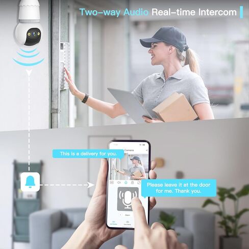 كاميرا مراقبة لمبة 4 ميجابكسل 5G&2.4 جيجا هرتز 360 درجة لاسلكية مع رؤية ليلية، كشف الحركة، عرض عن بعد 360 درجة، وتنبيهات في الوقت الحقيقي للسلامة المنزلية مع Alexa وGoogle Home in Saudi Arabia
