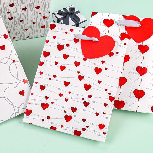 lilymelon 4 Pack 13" Large Gift Bags with Tissue Paper for Valentines Day/Birthday/Mother's day/Father's day and more (Heart) in Saudi Arabia
