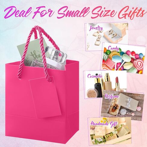 32 Pack Mini Gift Bags with Handles Bulk 4 x 2.75 x 4.5 Inch, 8 Colors Tiny Paper Bags with Gift Tags Assorted Color Metallic Paper Totes for Birthday Wedding Christmas Baby Shower Party Favor in Saudi Arabia