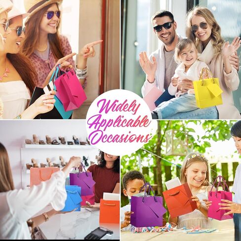 32 Pack Mini Gift Bags with Handles Bulk 4 x 2.75 x 4.5 Inch, 8 Colors Tiny Paper Bags with Gift Tags Assorted Color Metallic Paper Totes for Birthday Wedding Christmas Baby Shower Party Favor in Saudi Arabia