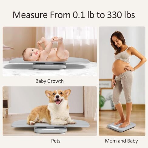 GROWNSY Baby Scale, Multifunctional Baby Weight Scale, Pet Scale for Puppy, Cat, Adult Scale Up to 330lbs, Digital Scale with Hold Function, 27-inch Height Measurement, 5 Units, LED Screen Grey in Saudi Arabia