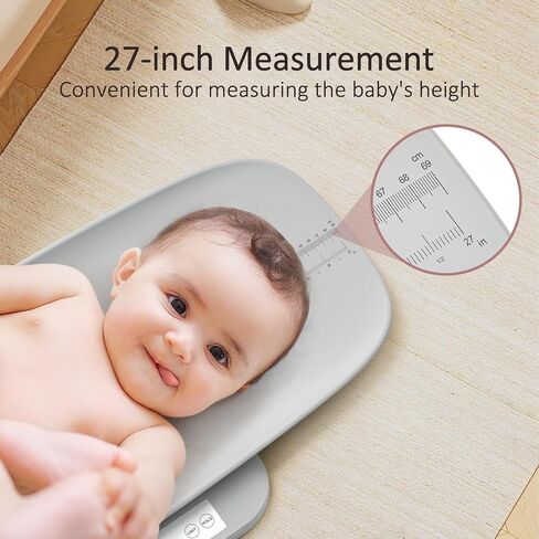 GROWNSY Baby Scale, Multifunctional Baby Weight Scale, Pet Scale for Puppy, Cat, Adult Scale Up to 330lbs, Digital Scale with Hold Function, 27-inch Height Measurement, 5 Units, LED Screen Grey in Saudi Arabia
