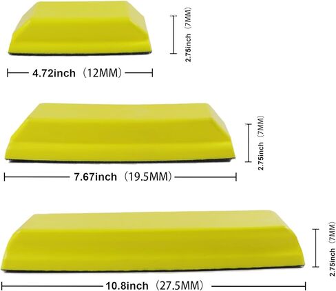 مجموعة قوالب الصنفرة 3 قطع، مجموعة أدوات الصنفرة اليدوية المستطيلة، 10 بوصة، 7.8 بوصة و4.7 بوصة، مجموعة أدوات الصنفرة اليدوية للخشب وإصلاح هياكل السيارات والطلاء والأعمال الخشبية والأثاث، باللون الأصفر in Kuwait