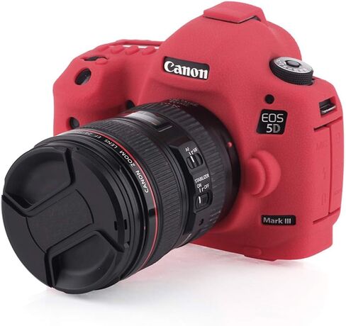 حافظة كاميرا لكاميرا Canon 5D Mark III 5DS 5DSR - غطاء حماية من السيليكون لكاميرات DSLR، قفص قابل للفصل، مقاوم للصدمات، مقاوم للغبار (أحمر) in Kuwait