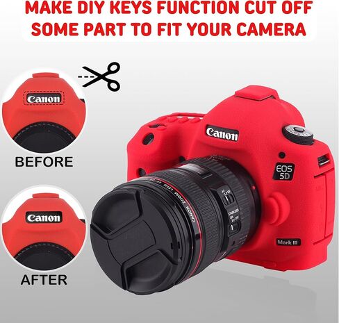حافظة كاميرا لكاميرا Canon 5D Mark III 5DS 5DSR - غطاء حماية من السيليكون لكاميرات DSLR، قفص قابل للفصل، مقاوم للصدمات، مقاوم للغبار (أحمر) in Kuwait