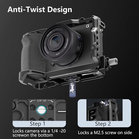 مجموعة قفص A6700 لكاميرا Sony A6700 مع مشبك كابل لـ HDMI، لوحة مدمجة سريعة التحرير لنوع Arca، قفص فيديو لكاميرا صناعة الأفلام مع حامل حذاء، 1/4 بوصة - 20 و3/8 بوصة - 16 ثقوب مترابطة in Kuwait