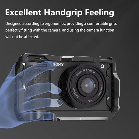 مجموعة قفص A6700 لكاميرا Sony A6700 مع مشبك كابل لـ HDMI، لوحة مدمجة سريعة التحرير لنوع Arca، قفص فيديو لكاميرا صناعة الأفلام مع حامل حذاء، 1/4 بوصة - 20 و3/8 بوصة - 16 ثقوب مترابطة in Kuwait