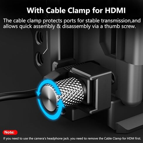 مجموعة قفص A6700 لكاميرا Sony A6700 مع مشبك كابل لـ HDMI، لوحة مدمجة سريعة التحرير لنوع Arca، قفص فيديو لكاميرا صناعة الأفلام مع حامل حذاء، 1/4 بوصة - 20 و3/8 بوصة - 16 ثقوب مترابطة in Kuwait