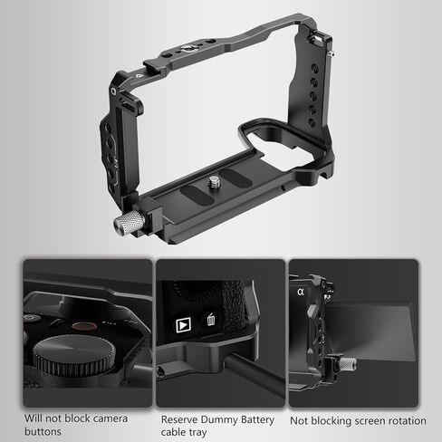 مجموعة قفص A6700 لكاميرا Sony A6700 مع مشبك كابل لـ HDMI، لوحة مدمجة سريعة التحرير لنوع Arca، قفص فيديو لكاميرا صناعة الأفلام مع حامل حذاء، 1/4 بوصة - 20 و3/8 بوصة - 16 ثقوب مترابطة in Kuwait