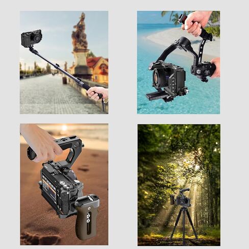 مجموعة قفص A6700 لكاميرا Sony A6700 مع مشبك كابل لـ HDMI، لوحة مدمجة سريعة التحرير لنوع Arca، قفص فيديو لكاميرا صناعة الأفلام مع حامل حذاء، 1/4 بوصة - 20 و3/8 بوصة - 16 ثقوب مترابطة in Kuwait