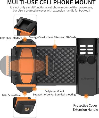 محول حامل تمديد للهاتف المحمول لجيب DJI Osmo 3 ملحقات مشبك الهاتف، حامل مشبك للجيب، 3 مقبض للكاميرا، إطار تمديد للأحذية الباردة، حامل ثلاثي القوائم، محول تثبيت للتوسيع in Kuwait