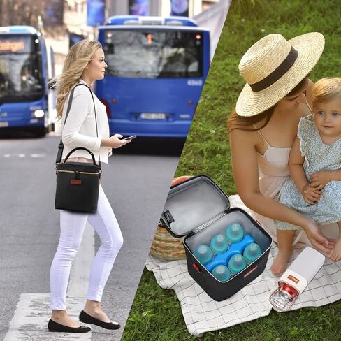 حقيبة تبريد حليب الثدي من مانكرو مع علبة ثلج، مقترنة بحقيبة تبريد زجاجات الأطفال المعزولة، مجموعة حقيبة سفر لتبريد حليب الثدي للأم المرضعة والرعاية النهارية in Kuwait