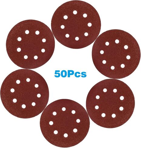 uvbws 50 Pcs Sanding Discs 5 Inch 8 Hole Sandpaper Orbital Sanding Pads 40 Grit Sanding Discs Hook and Loop Sanding Pad for Random Disc Sander in Saudi Arabia