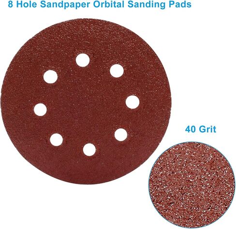 uvbws 50 Pcs Sanding Discs 5 Inch 8 Hole Sandpaper Orbital Sanding Pads 40 Grit Sanding Discs Hook and Loop Sanding Pad for Random Disc Sander in Saudi Arabia