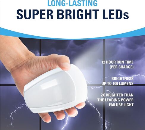 ضوء ليلي لفشل الطاقة من Westek Montauk، ​​عبوتان - قم بتوصيل ضوء ليلي متعدد الوظائف، مصباح لوحة، مصباح يدوي وضوء فشل الطاقة - عمر بطارية مصباح يدوي 12 ساعة، مثالي لانقطاع التيار الكهربائي in Kuwait