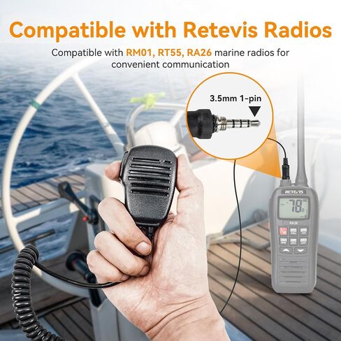 Retevis RM01 1 دبوس 3.5 مم ميكروفون مكبر صوت على الكتف، متوافق مع راديو RM01 وRT55 وRA26 VHF البحري، ومقبس صوت 3.5 مم (حزمة واحدة) in Saudi Arabia