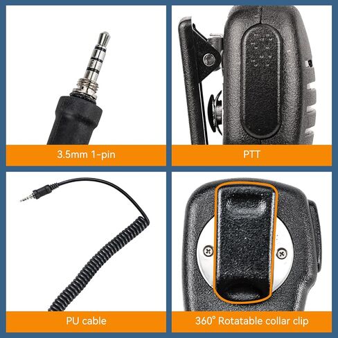 Retevis RM01 1 دبوس 3.5 مم ميكروفون مكبر صوت على الكتف، متوافق مع راديو RM01 وRT55 وRA26 VHF البحري، ومقبس صوت 3.5 مم (حزمة واحدة) in Saudi Arabia