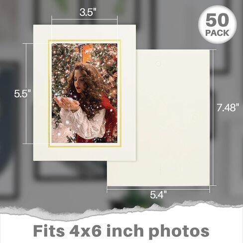 Golden State Art، 25 حزمة، إطار صور من الورق المقوى مقاس 4X6، بطاقات إطار صور ورقية مع حامل للاستخدام بنفسك، التخرج، حفلات الزفاف، أبيض مع بطانة فضية in Kuwait