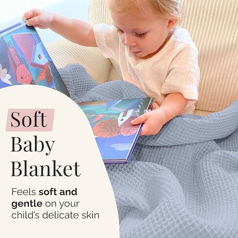 Stroller Society - Swaddles for Newborns & Toddlers, Soft Receiving Blankets Girl & Boy Can Use, Comfy Toddler Blanket & Newborn Swaddle, Cotton Waffle Blanket, Beige, 40 x 40 inches in Kuwait