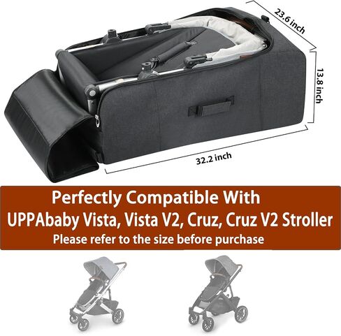 Padded Stroller Travel Bag With Wheels Compatible with UPPAbaby Cruz, Cruz V2, Vista, Vista V2, Gate Check Stroller Bag, Foldable Travel Stroller Cover-Easy Carrying with Backpack Straps in Saudi Arabia